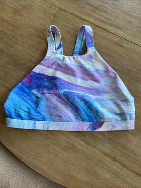 Jolyn Clothing Marble Swirl High-Neck Bikini Top - Blue & Purple KAYLEE